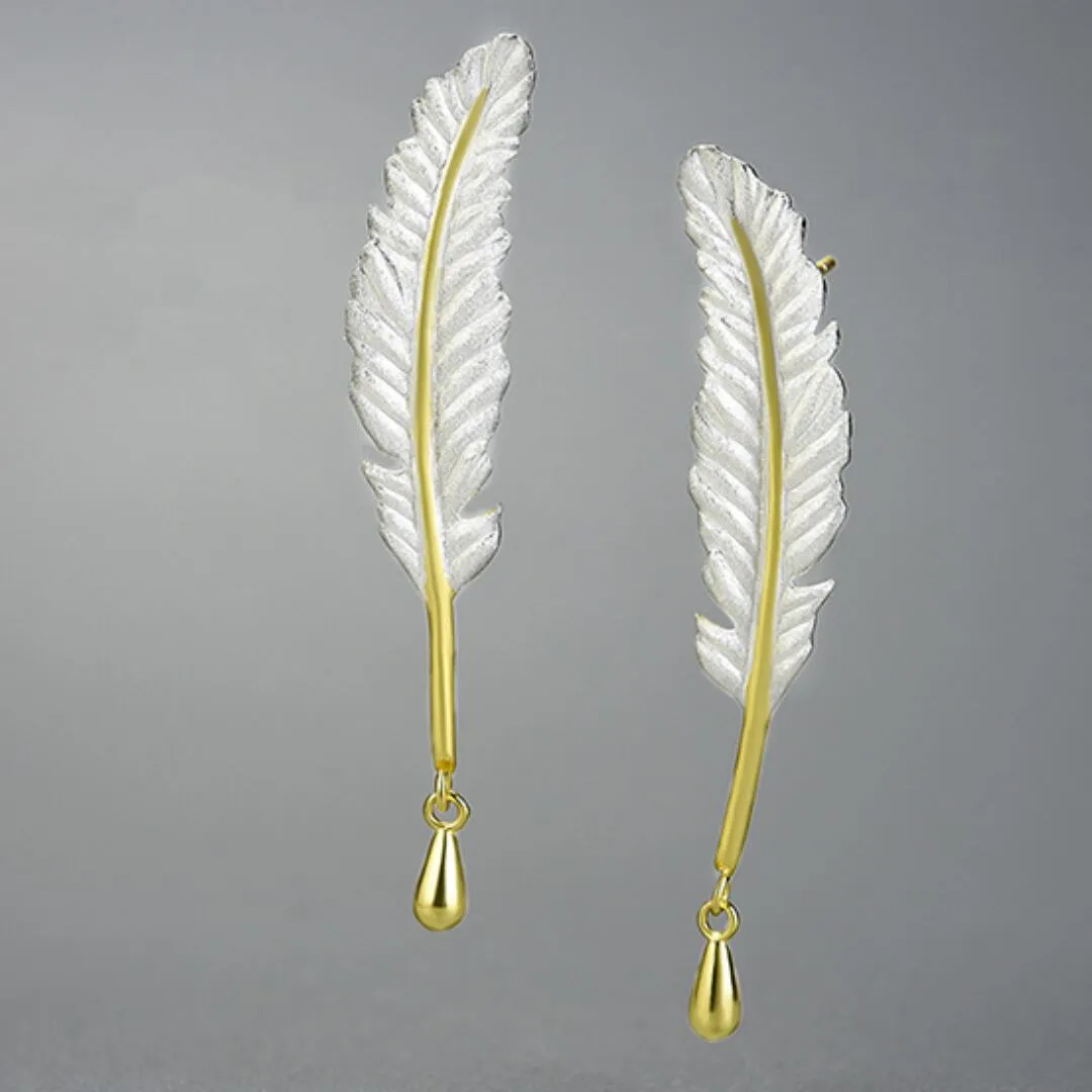 【FP58】フェザーロング　シルバーピアス