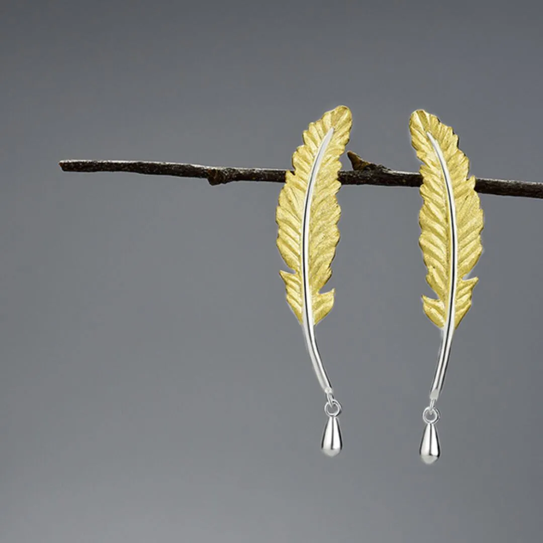 【FP58】フェザーロング シルバーピアス - 画像 (2)