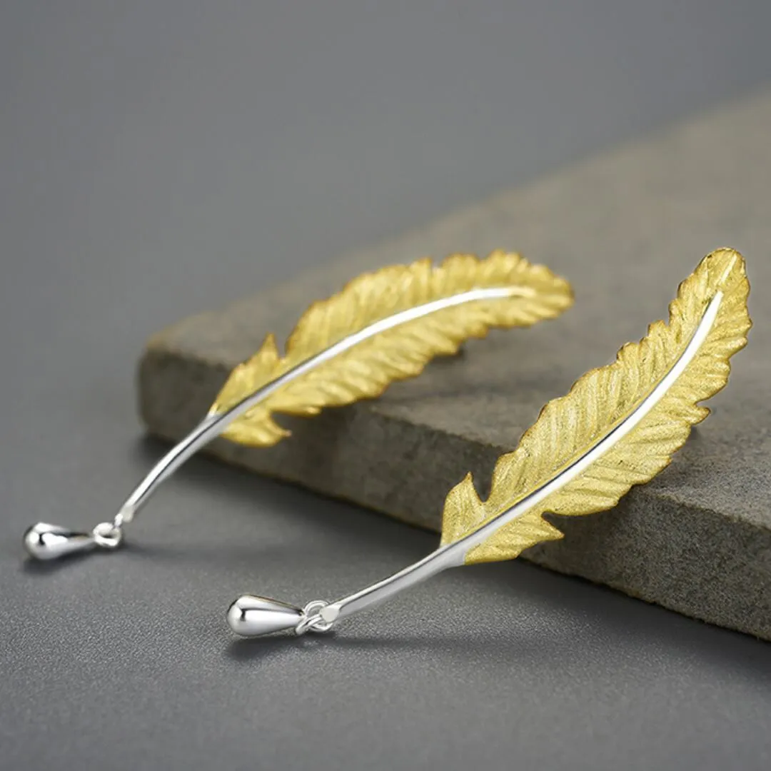 【FP58】フェザーロング シルバーピアス - 画像 (3)