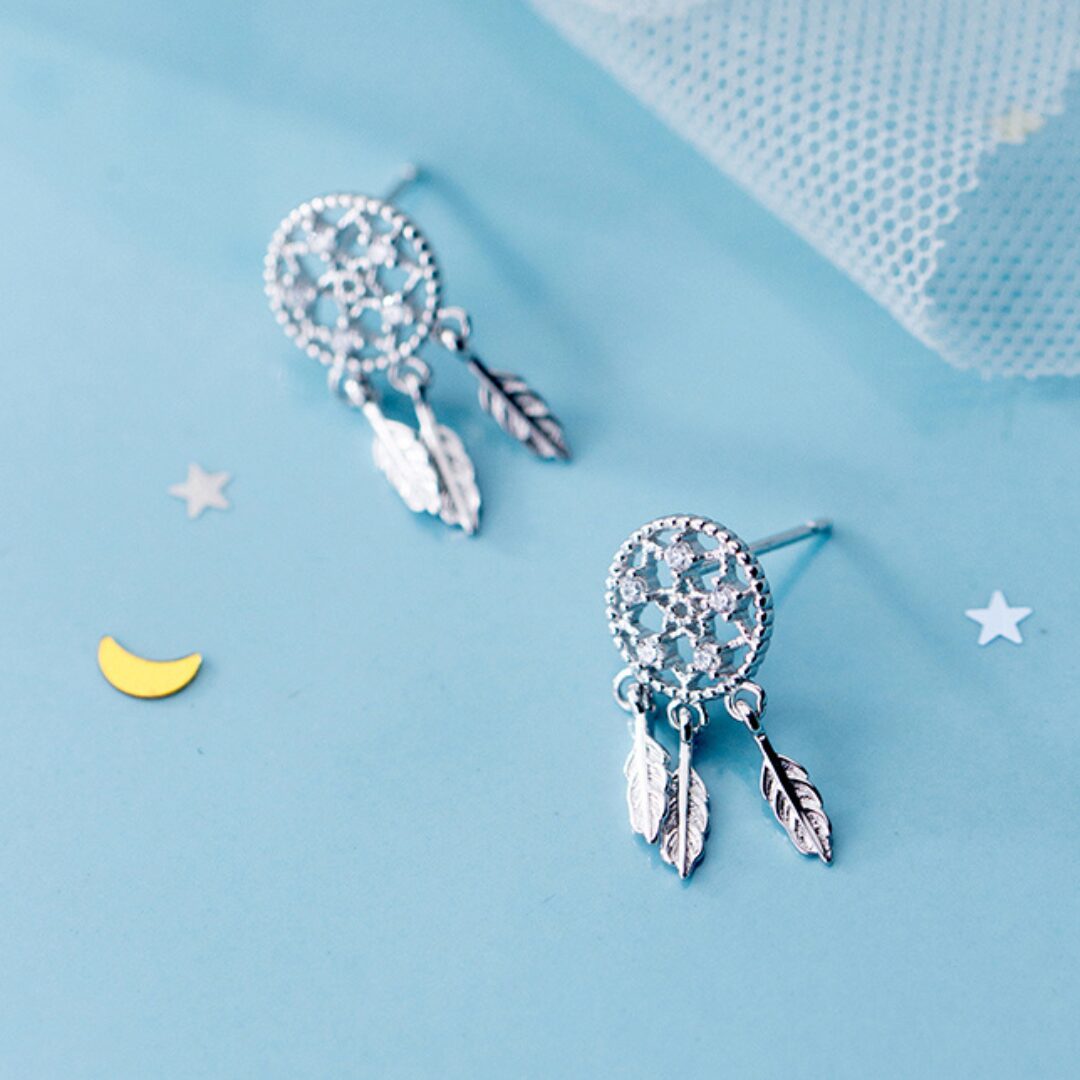 【fp054】ドリームキャッチャー シルバーピアス