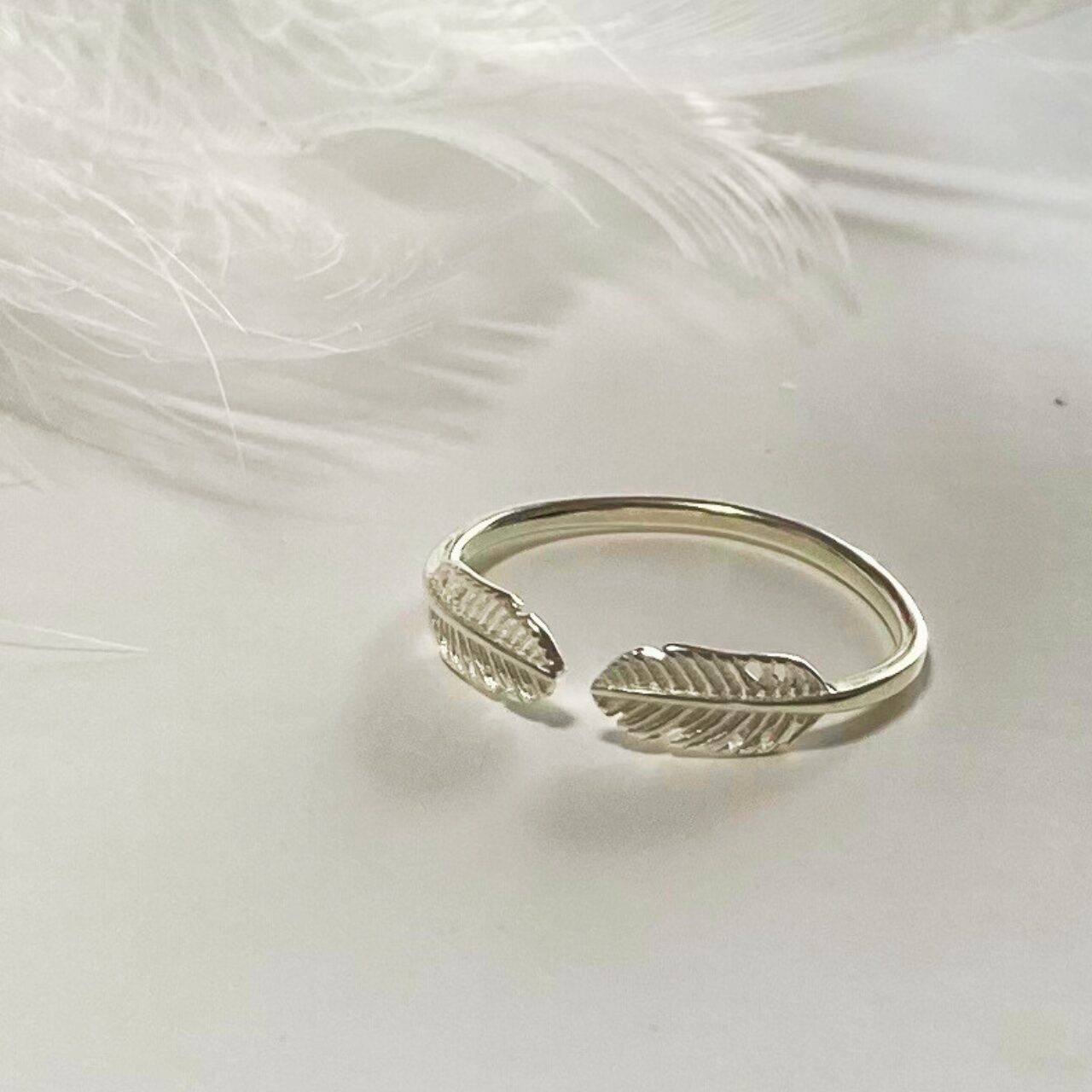 【fr015】シンプルフェザーシルバーリング - 画像 (2)